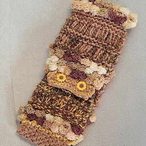 Handmade Multicolor Sunflower Button Knit Neck Warmer